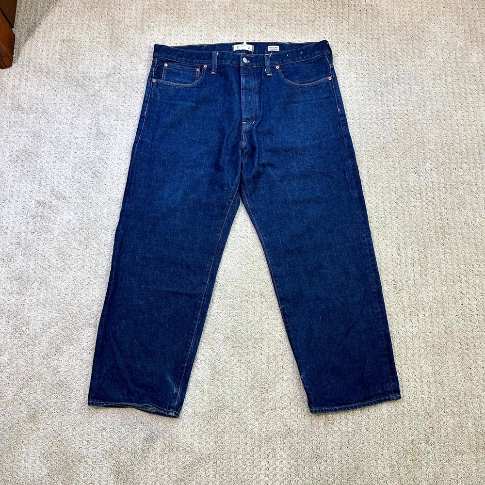 Madewell Jeans Kaihara Denim Straight Leg Dark Wash Blue Button Fly Cotton 40x32